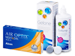 Air Optix Night and Day Aqua (6 lentile) + soluție Gelone 360ml