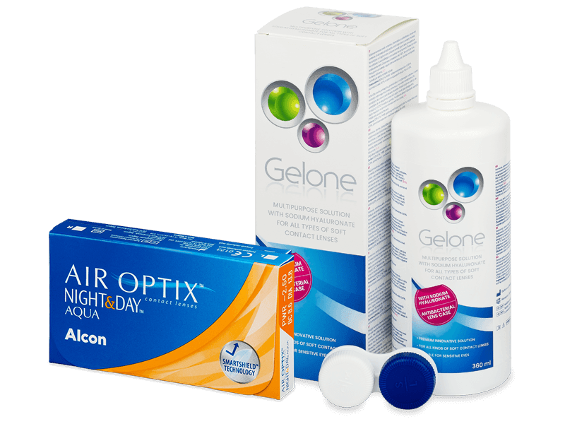 Air Optix Night and Day Aqua (6 lentile) + soluție Gelone 360 ml