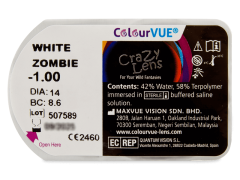 ColourVUE Crazy Lens - White Zombie - cu dioptrie (2 lentile)