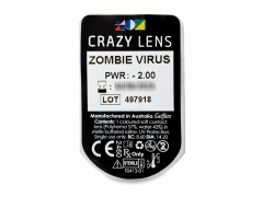 CRAZY LENS - Zombie Virus - lentile zilnice cu dioptrie (2 lentile)
